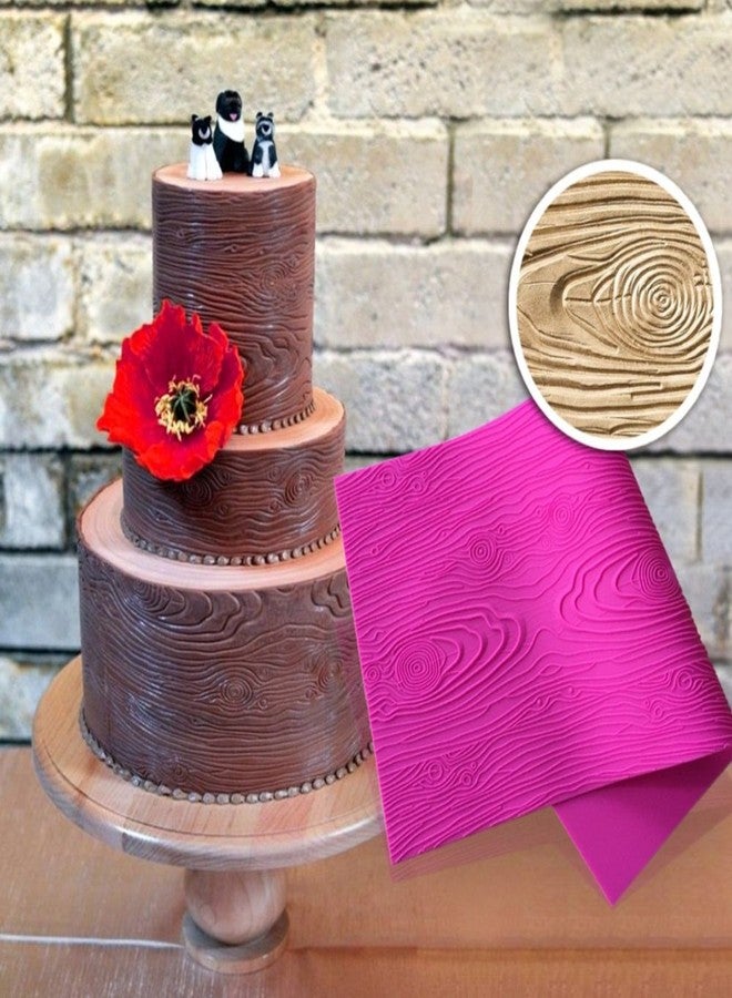 AK ART KITCHENWARE Woodgrain Fondant Impression Mat Silicone Cake Lace Mold Cake Texture Mat Pink BLM-23 - Image 2