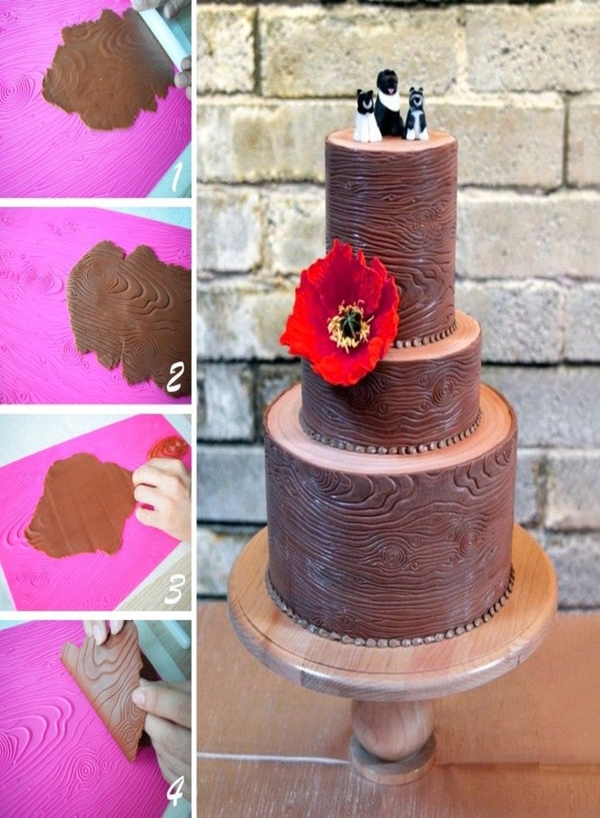 AK ART KITCHENWARE Woodgrain Fondant Impression Mat Silicone Cake Lace Mold Cake Texture Mat Pink BLM-23 - Image 5