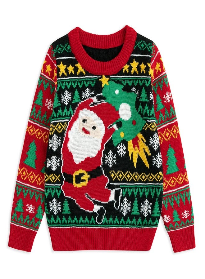 Curipeer Family Matching Ugly Christmas Sweater Santa Christams Knitted Pullover Sweater for Family Holiday Party A-Black - Image 4