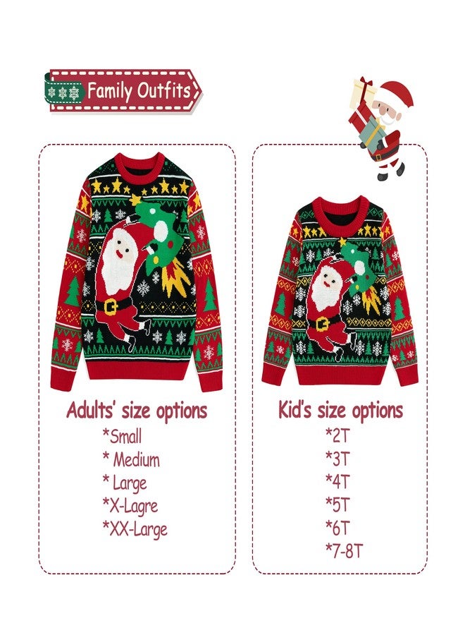 Curipeer Family Matching Ugly Christmas Sweater Santa Christams Knitted Pullover Sweater for Family Holiday Party A-Black - Image 3