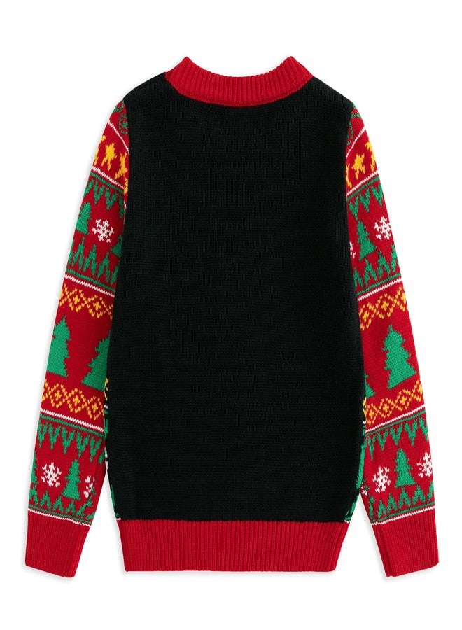 Curipeer Family Matching Ugly Christmas Sweater Santa Christams Knitted Pullover Sweater for Family Holiday Party A-Black - Image 5