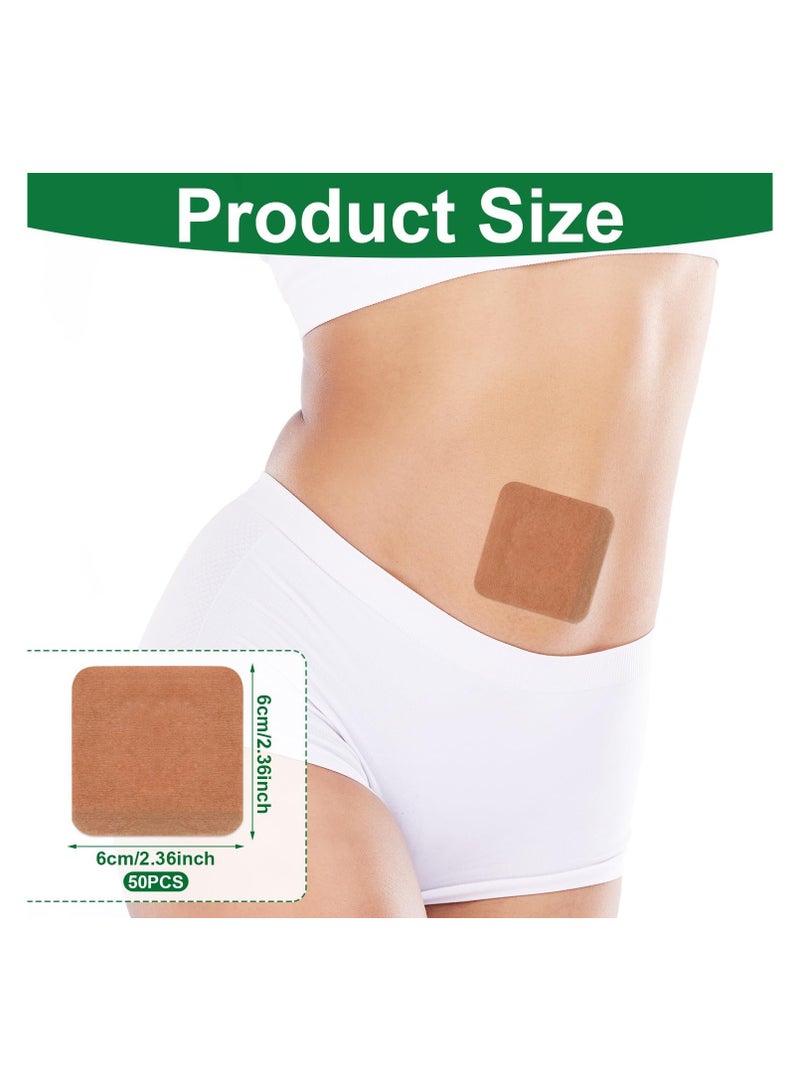Generic 50Pcs Disposable Castor Oil Pack Wrap Belly Button Pads, No Washing Self Adhesive with High Absorbent Cotton Castor Oil Packs Wrap Patch Pads, Anti-Seepage Disposable Castor Oil Pack Wrap Belly Button  - Image 2