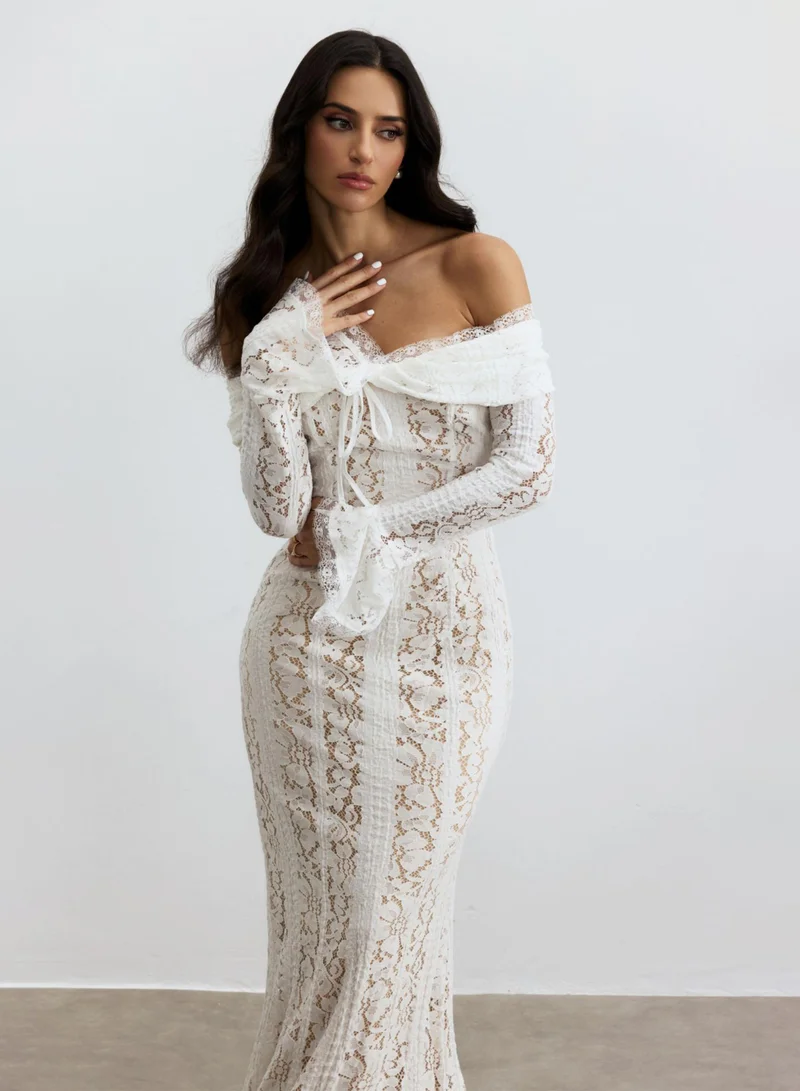 Sunfere  Emily Off Shoulder Lace Maxi Dress for Women | Best Price UAE