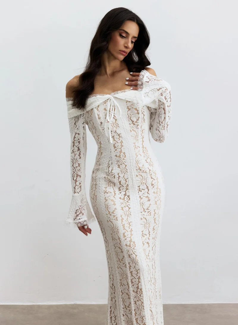 Sunfere  Emily Off Shoulder Lace Maxi Dress for Women | Best Price UAE