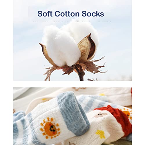 GUCHIGU Unisex Baby Knee-High Socks Toddlers Breathable Cute Print Sock Anti-Mosquito Knit 3 Pair Cotton Ankle Length Ankle Socks For Little Kids Boys Girls (Multicolor B-D-E, 6-36 Months, Pack Of 3) - Image 4