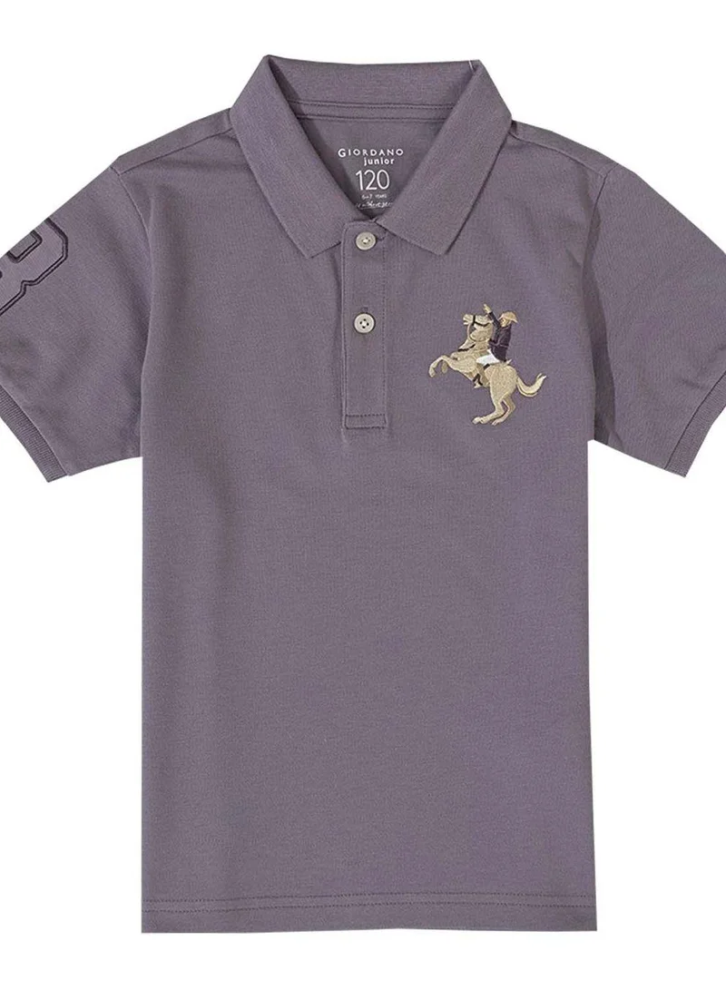 GIORDANO Kids' Napoleon Polo: Classic Piqué, Bold Embroidery, All-Day Comfort
