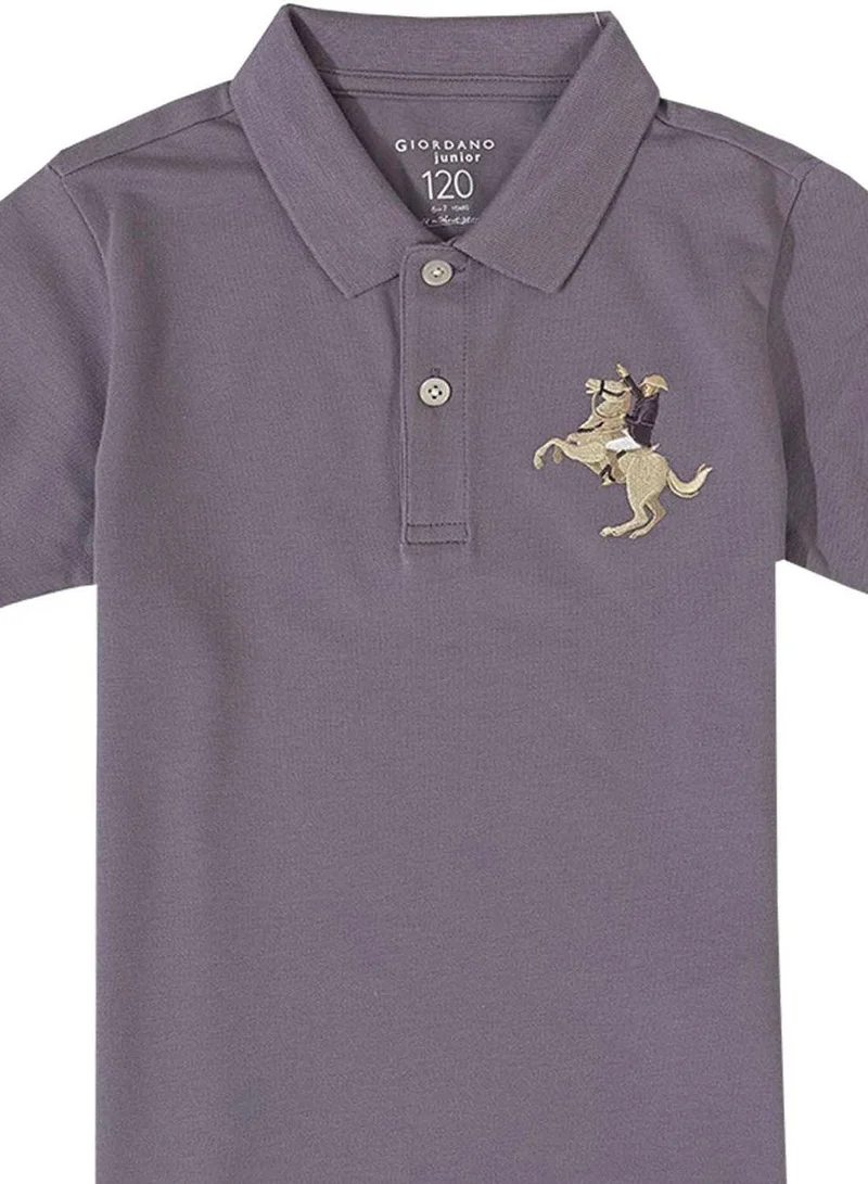 GIORDANO Kids' Napoleon Polo: Classic Piqué, Bold Embroidery, All-Day Comfort
