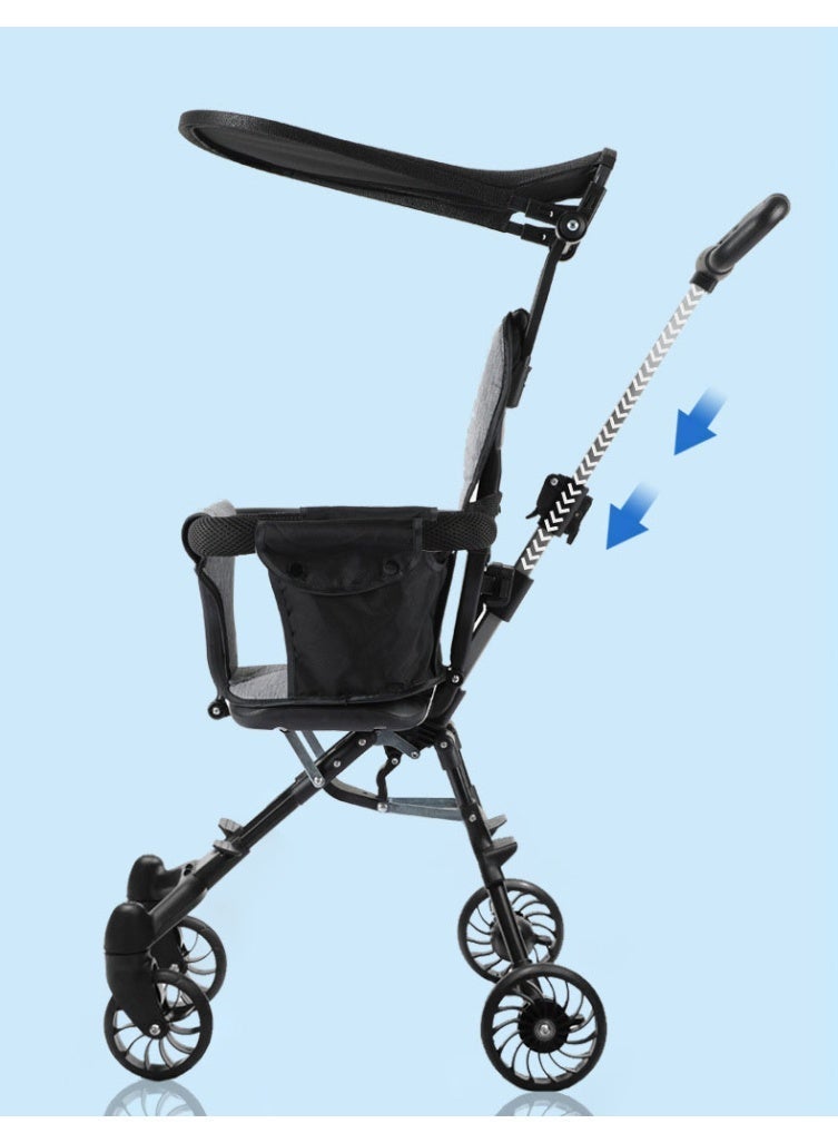 CityRiya-Long Reversible Baby Stroller, Lightweight 3.5kg Toddler Stroller, Travel Baby Stroller with One-Hand Fold, Airplane Stroller Two-Way Push, Portable Kids Stroller with Sunshine Canopy, Seat Pad, 0-36 Months - Image 3