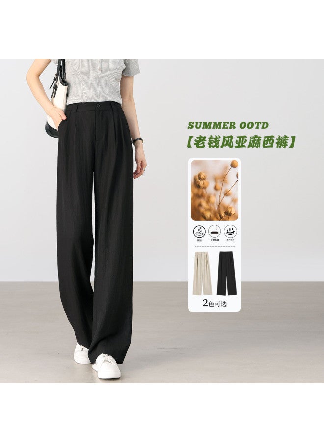Hstyle textured Lightweight Breathable Wide-leg Pants For Women - 2025 Summer Slimming Casual Trousers - Image 2