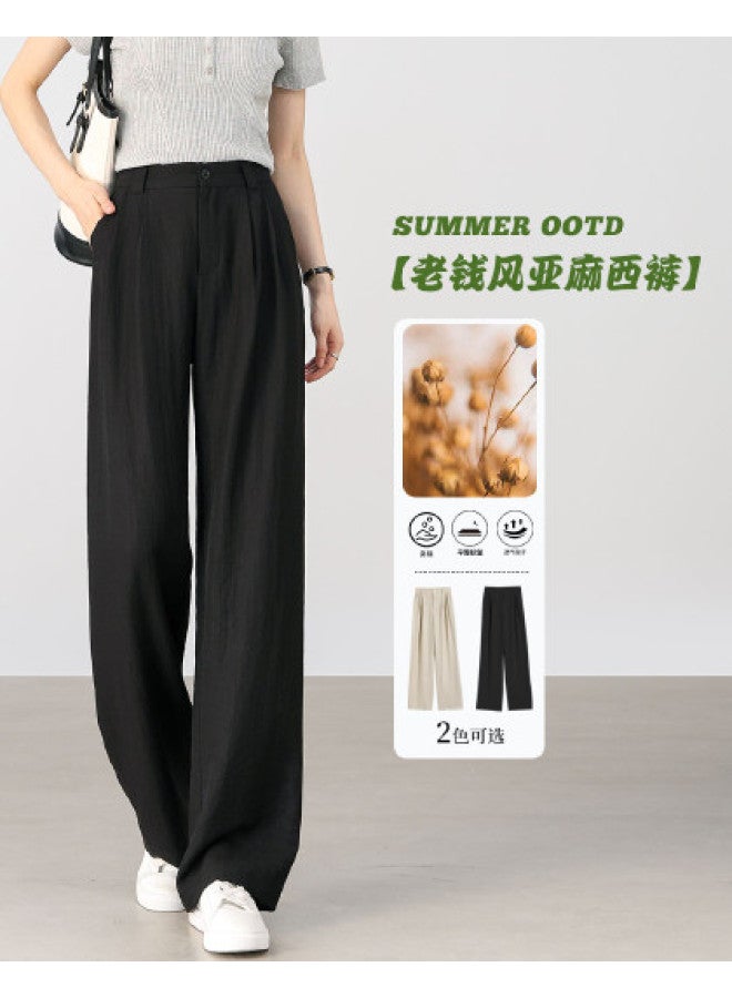 Hstyle textured Lightweight Breathable Wide-leg Pants For Women - 2025 Summer Slimming Casual Trousers - Image 1
