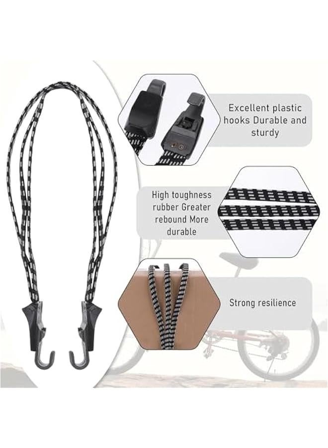 2Pcs Bike Bungee Cords with Hooks Bike Rack Straps Adjustable Bicycle Elastic Rope 3 in 1 Bungee Cord Luggage Elastic Rope Bundling Belt Bike Hook Tie for Camping Bicycle Pannier Rack Motorcycle