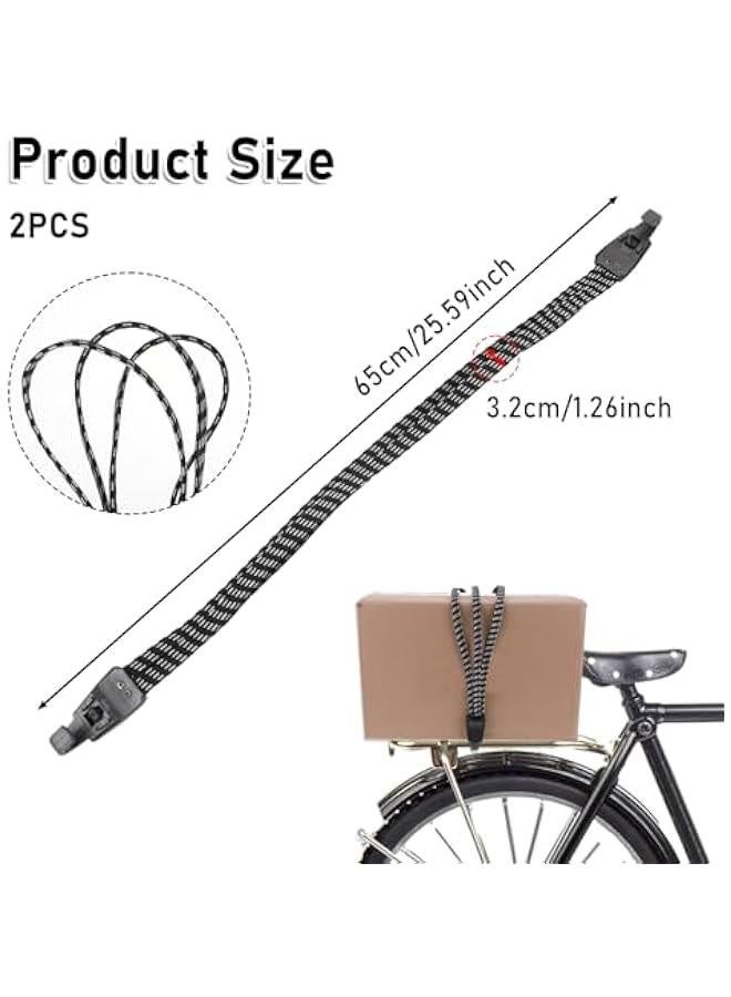 2Pcs Bike Bungee Cords with Hooks Bike Rack Straps Adjustable Bicycle Elastic Rope 3 in 1 Bungee Cord Luggage Elastic Rope Bundling Belt Bike Hook Tie for Camping Bicycle Pannier Rack Motorcycle