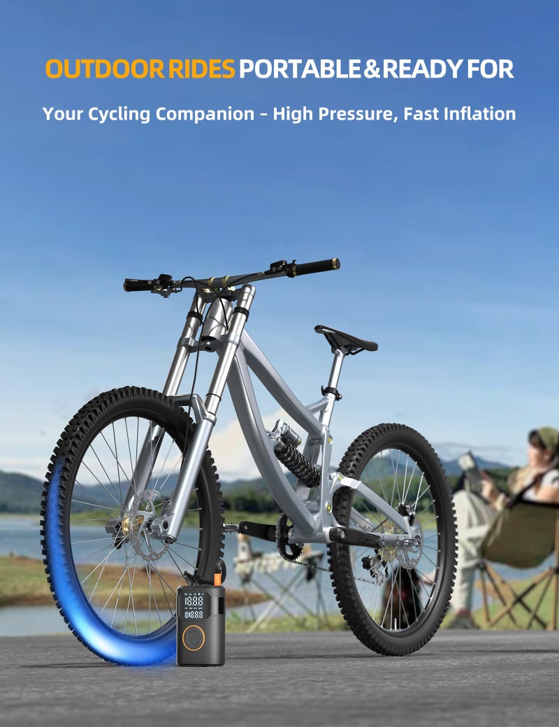 UZNY Tire Inflator Portable Air Compressor-150Psi Tire Air Pump  5X Faster With Digital Gauge  Auto-Off & Led Light  Air Pump For Car Tires  Motorcycle  Bike  Balls & More  Stocking Stuffers Gifts For Men - Image 4