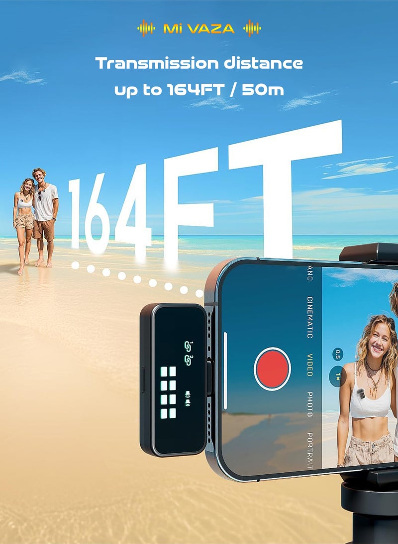 Mi VAZA Wireless Lavalier Microphone - Mini Portable Microphone Set with Charging Case, Magnetic Clip - Hi-Fi Sound - One-click Noise Reduction - 50M Range - For Video Recording, Vlog, TikTok - For Android, iPhone, Windows, Mobile Phone, Computer, Camera,  Tablet, Laptop - Image 4