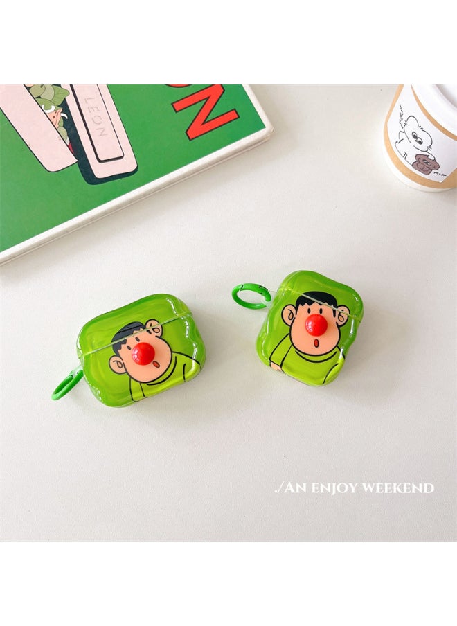 Generic - Three-dimensional Red-nosed Panghu Is Suitable For Airpods Pro2 For Apple Bluetooth Wireless 1/2/3 Generation Electroplated Earphone Set For Women-Color:Three-dimensional Red Nose Fat Tiger Headphone Cover + Ring-Applicable Models:Airpods 4th Generation - Image 1