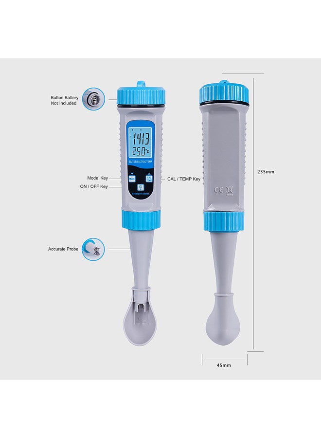 Lepmerk 5 in 1 Water Quality Tester Pool Water Tester EC/TDS/SALT/S.G/Temp Tester Water Testing Detector with Backlight for Aquaculture Drinking Water Swimming Pool Aquarium  - Image 5