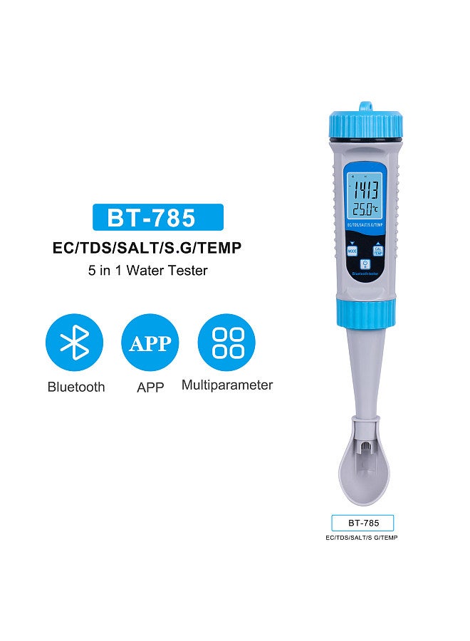Lepmerk 5 in 1 Water Quality Tester Pool Water Tester EC/TDS/SALT/S.G/Temp Tester Water Testing Detector with Backlight for Aquaculture Drinking Water Swimming Pool Aquarium  - Image 2