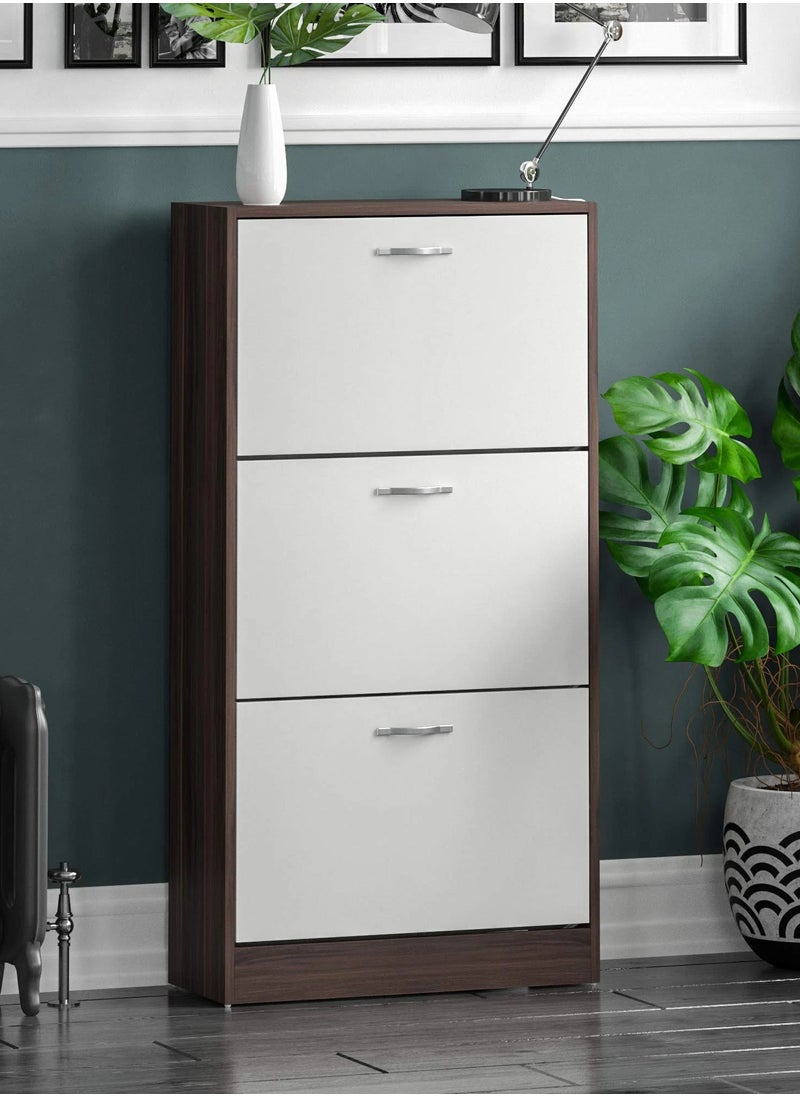 3 Drawer Shoe Cabinet Cupboard Shoe Storage Organiser Pull Down Wooden Furniture Unit