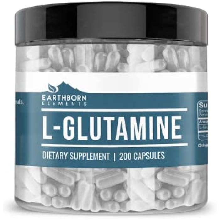 Earthborn Elements L-Glutamine 200 Capsules, Pure & Undiluted, No Additives - Image 1
