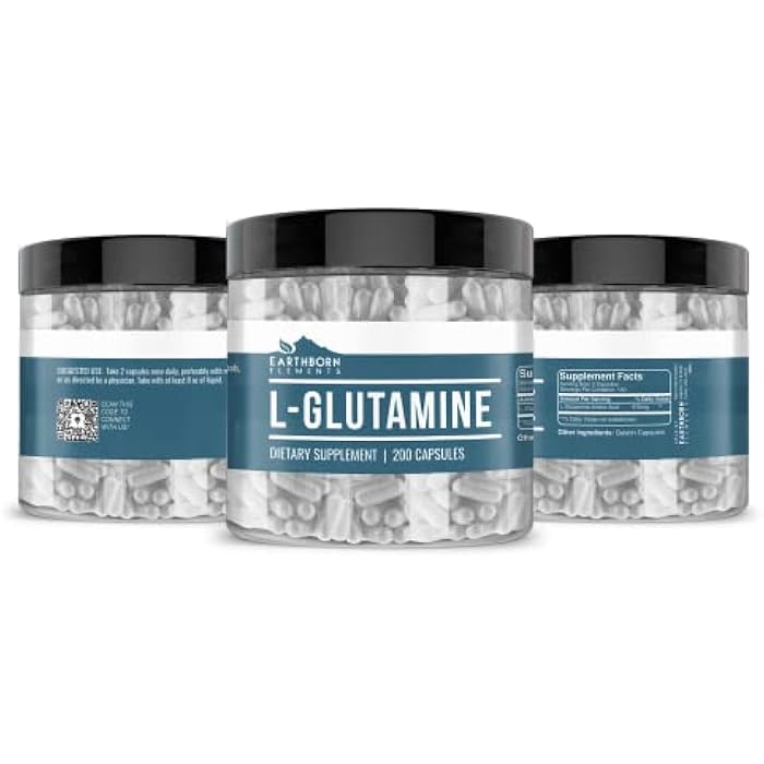 Earthborn Elements L-Glutamine 200 Capsules, Pure & Undiluted, No Additives - Image 2