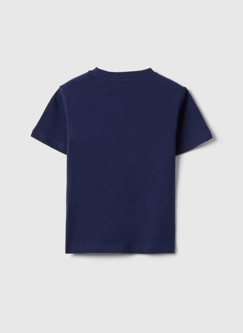 Ovs OVS Boys' Regular Fit Blue Pure Cotton T-Shirt With Palm Print