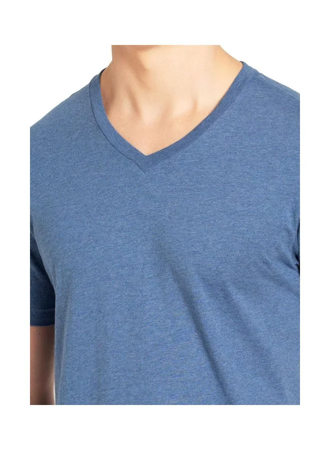 Jockey Light Denim Melange 2726 Men Super Combed Cotton Rich Solid V Neck Half Sleeve T Shirt for Men | Best Price UAE