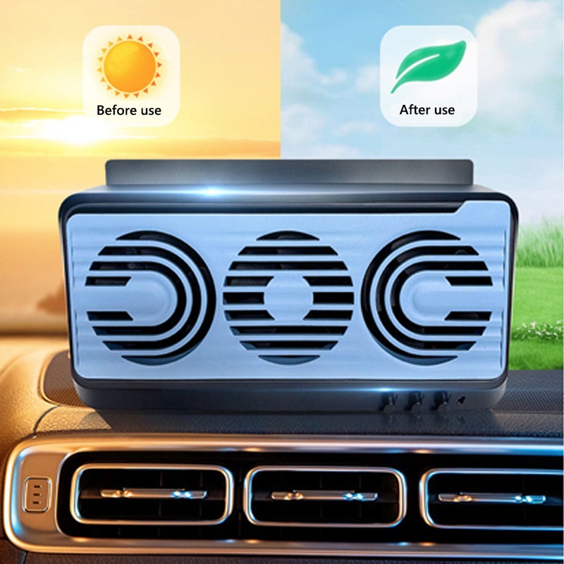 3-Fan Car Exhaust Fan USB & Solar Powered Air Circulation Fan Ventilator Silent Air Vent Cooler Automotive Radiator Cooling Fan with Independent Switch - Image 4