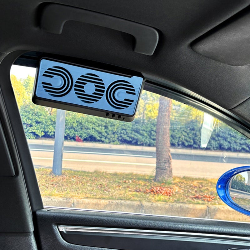 3-Fan Car Exhaust Fan USB & Solar Powered Air Circulation Fan Ventilator Silent Air Vent Cooler Automotive Radiator Cooling Fan with Independent Switch - Image 2