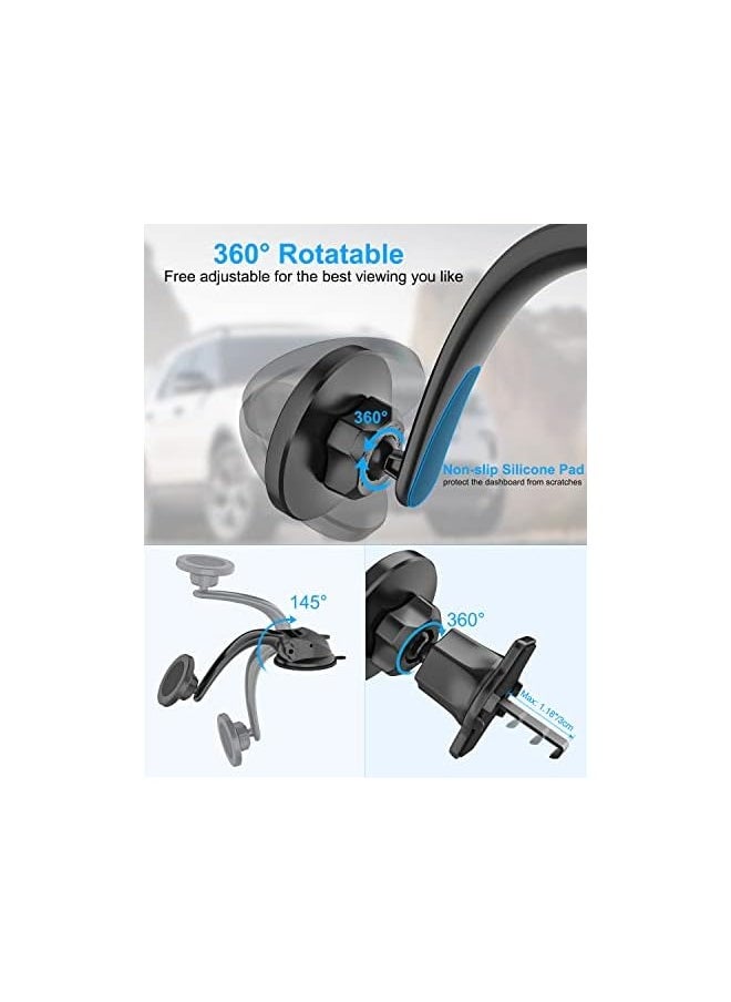 erorex Magnetic Phone Holder, [Super Stable Suction Cup & Vent Clip] Car Cell Phone Mount for Dashboard Windshield Air Vent Handsfree Stand for iPhone 14 Pro Max 13 12 Mini, All Phones  - Image 5