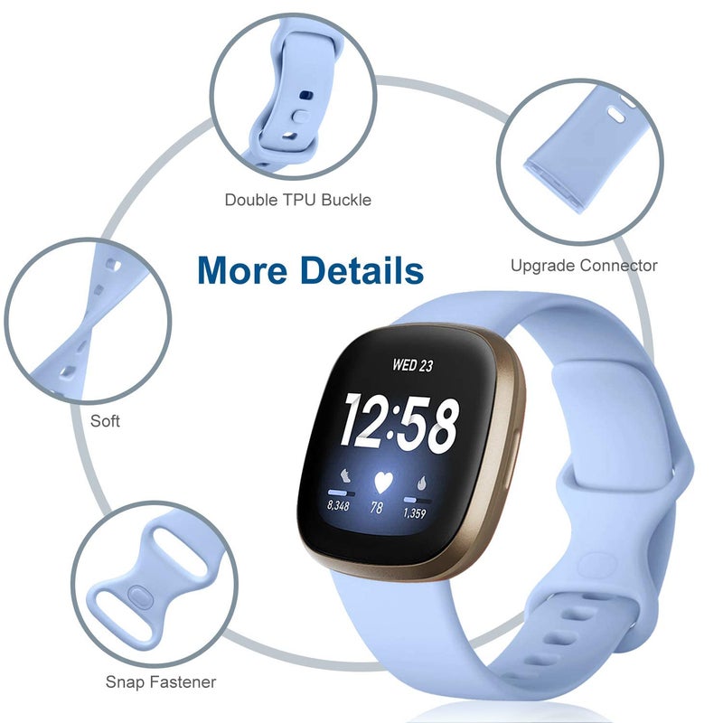 Dirrelo Compatible with Fitbit Sense Bands/ Fitbit Versa 3 Bands Women/ Fitbit Versa 4 Bands Women/ Fitbit Sense 2 Bands for Women, Soft Replacement Sport Strap Band for Versa 3/4 Sense 2 Smart Watch - Image 2