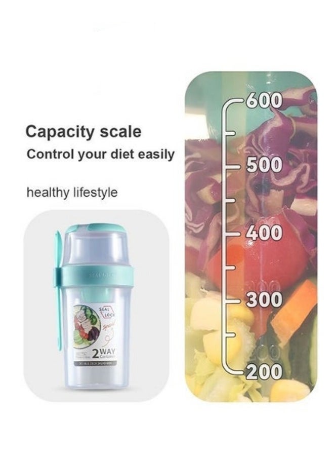 MIXDE Overnight Oats Container,2-Tier Salad Container With Lid And Spoon,Overnight Oats Jars With Measurement Marks And Dip Box  - Image 2