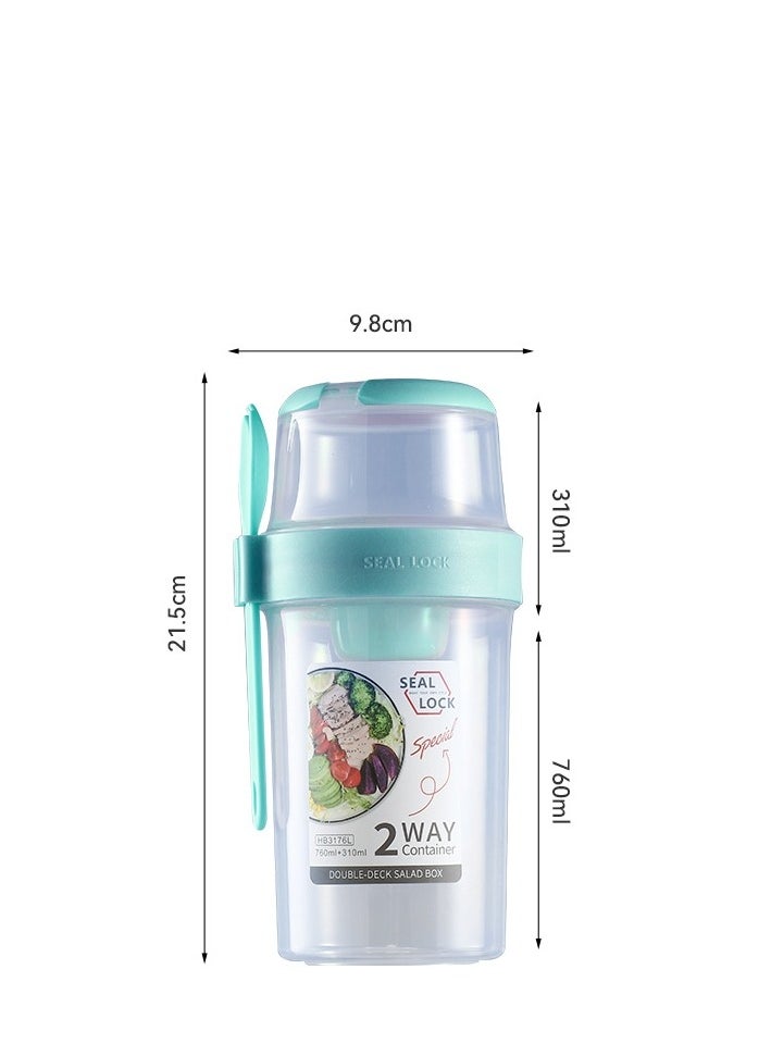 MIXDE Overnight Oats Container,2-Tier Salad Container With Lid And Spoon,Overnight Oats Jars With Measurement Marks And Dip Box  - Image 5
