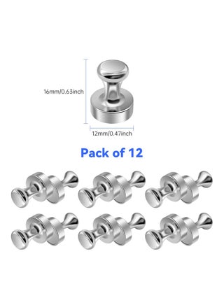 12 Pieces Fridge Magnets, Refrigerator Magnets Magnetic Push Pins, Push Pin Magnet for Kitchen, Office, School, Whiteboard, Brushed Nickel - view 5