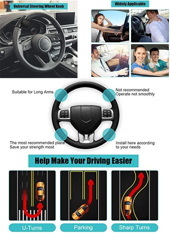 Generic - Steering Wheel Power Handle Driving Grip Ball, Knob Silicone Steering Wheel Spinner, Easy Set Up Silicone Steering Wheel Knob, Easy Installation No Tools Required (Black) - Image 1