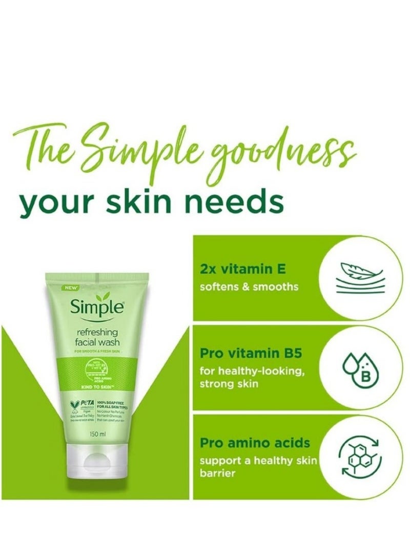 سمبل Refreshing Facial Wash Soap Free Gentle Cleanser 150ml For All Skin Types Sensitive Oily Dry Combination - Image 4