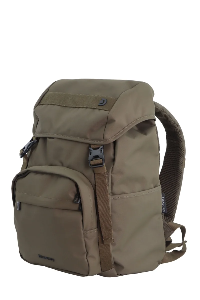 Discovery Discovery Downtown Travel Backpack 26L – Khaki|RPET Laptop Backpack with Buckle Flap & RFID Protection