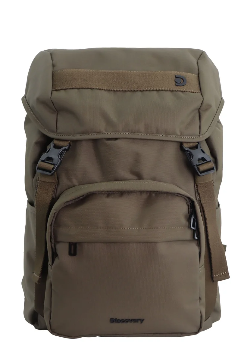 Discovery Discovery Downtown Travel Backpack 26L – Khaki|RPET Laptop Backpack with Buckle Flap & RFID Protection