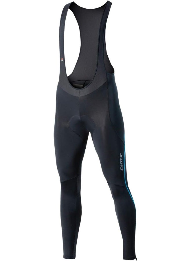 Santic Cycling Bib Tights Men Padded Cycling Bib Pants Long Padded with Pocket - Image 1