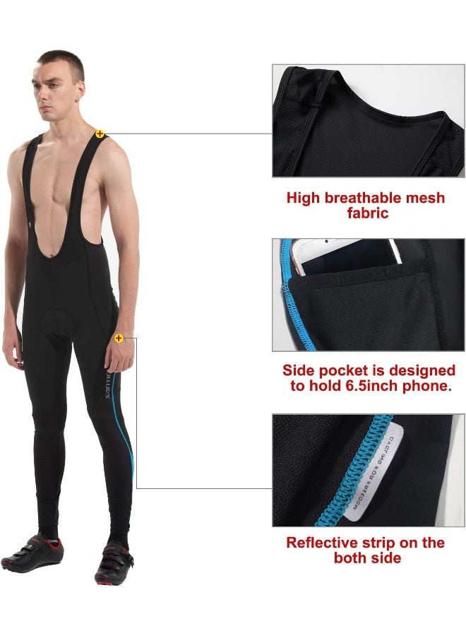 Santic Cycling Bib Tights Men Padded Cycling Bib Pants Long Padded with Pocket - Image 4
