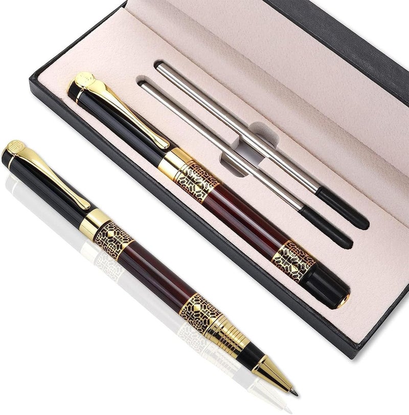 X spring Expert Ballpoint Pen, 0.5Mm Ballpoint Pen With Chrome Trim Luxury, Ballpoint Pen With 2 Pcs Black Ink Refill, Pen Gift Box Set For Student, Executive, Teacher - Image 1