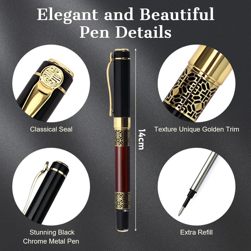 X spring Expert Ballpoint Pen, 0.5Mm Ballpoint Pen With Chrome Trim Luxury, Ballpoint Pen With 2 Pcs Black Ink Refill, Pen Gift Box Set For Student, Executive, Teacher - Image 2