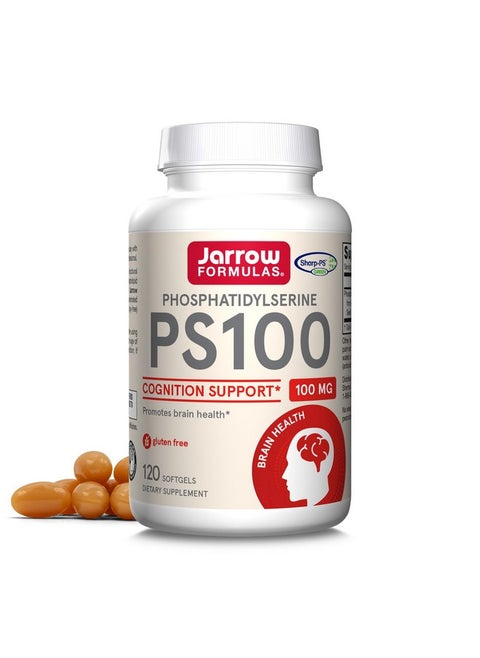 Jarrow Formulas PS100 Phosphatidylserine 100 mg, Dietary Supplement for Brain Health and Cognition Support, 120 Softgels, 40-120 Day Supply