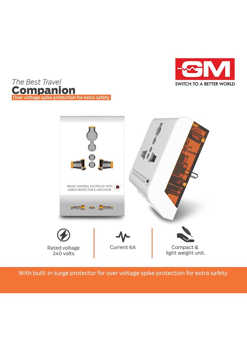 GM GM 3011 2 Pin Travel Universal MultiPlug with Surge Protector Indicator  - Image 3