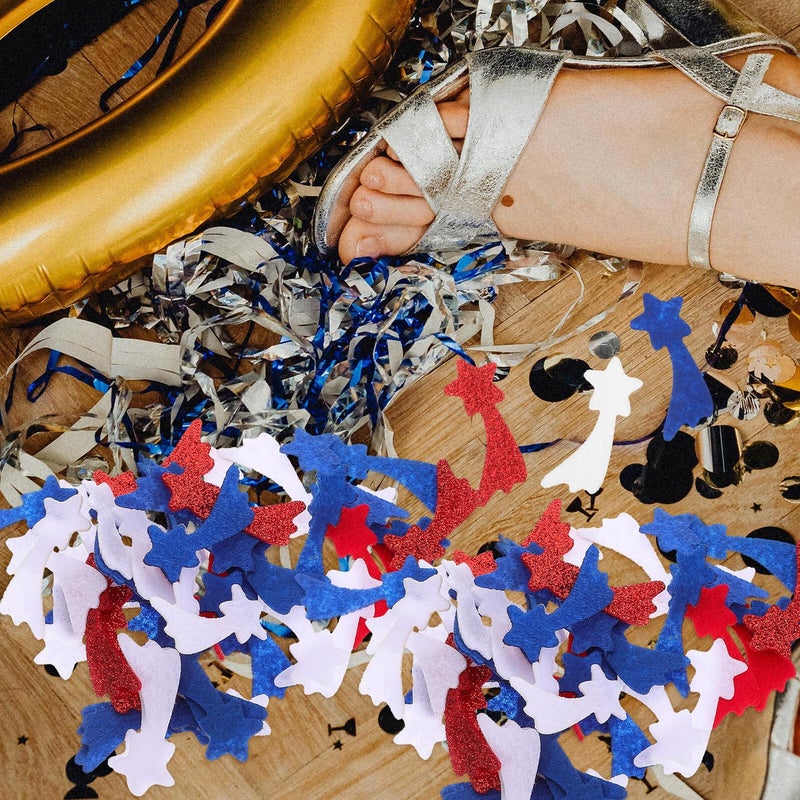 Red White Blue Glitter Star Confetti for 4th of July Independence Day Party Table Decorations - Image 5