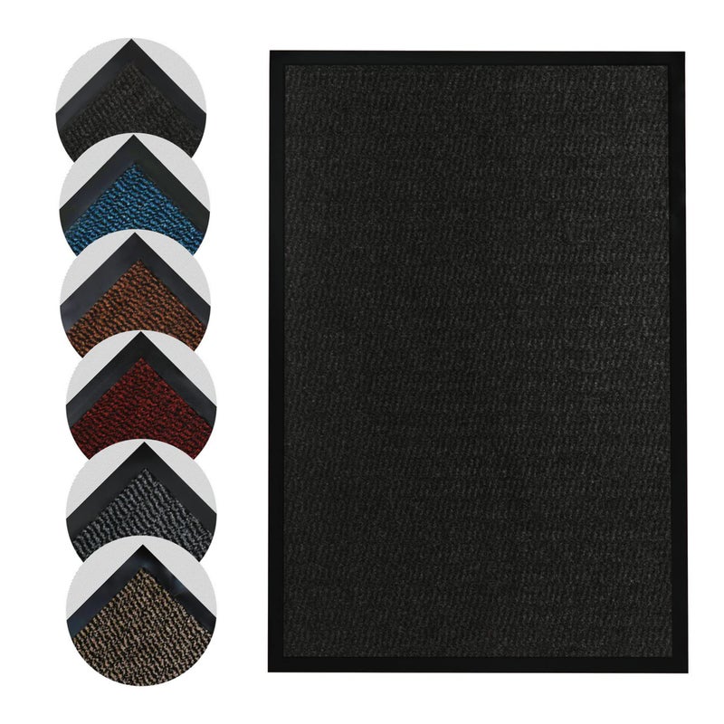 Homatz Door Mat Indoor Outdoor  Heavy Duty Rubber Floor and Kitchen Mats  Non Slip Washable and Dirt Trapper Doormats Super Absorbent Multicolor Barrier Matts Anthracite 60x80cm