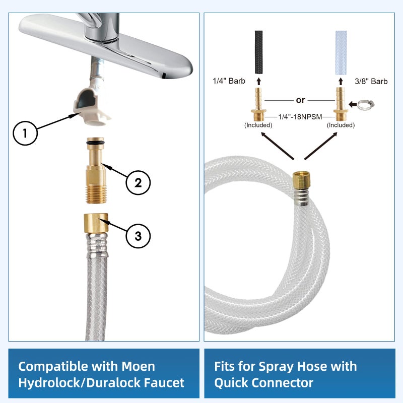 iFealClear Universal Kitchen Side Sprayer Compatible with Moen Faucet, Kitchen Sink Faucet Sprayer Replacement with Quick Connector/Hose/Holder, Pull Out Sink Sprayer Head, Easy to Install, Chrome - Image 3