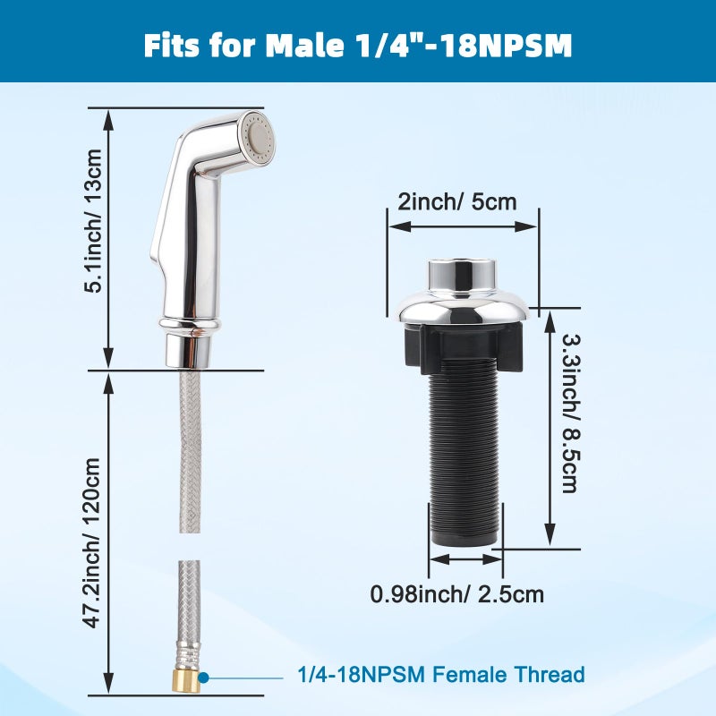 iFealClear Universal Kitchen Side Sprayer Compatible with Moen Faucet, Kitchen Sink Faucet Sprayer Replacement with Quick Connector/Hose/Holder, Pull Out Sink Sprayer Head, Easy to Install, Chrome - Image 2