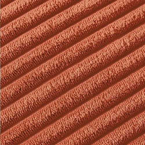 Fancy Homi Pack of 2 Burnt Orange Decorative Throw Pillow Covers 18x18 Inch with Pom-poms for Couch Bed Living Room Bedroom, Soft Corduroy Solid Square Cushion Case 45x45 cm, Boho Fall Home Decor - Image 5
