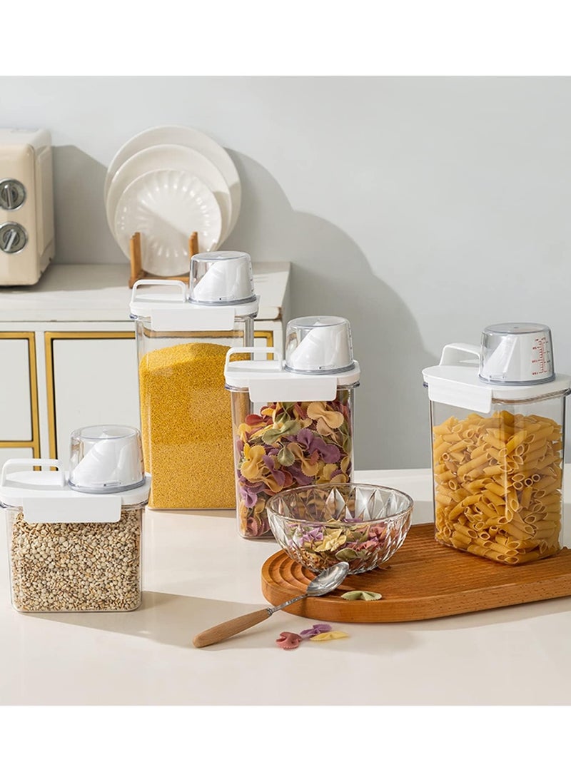 Generic 3PCS Airtight Dry Food Storage Container Pour Spout and Sealing Buckle Food Dispenser Food Storage Box with Measuring Cup Rice Storage Box Kitchen Cabinet Organizer Food Container (2300ML)  - Image 3