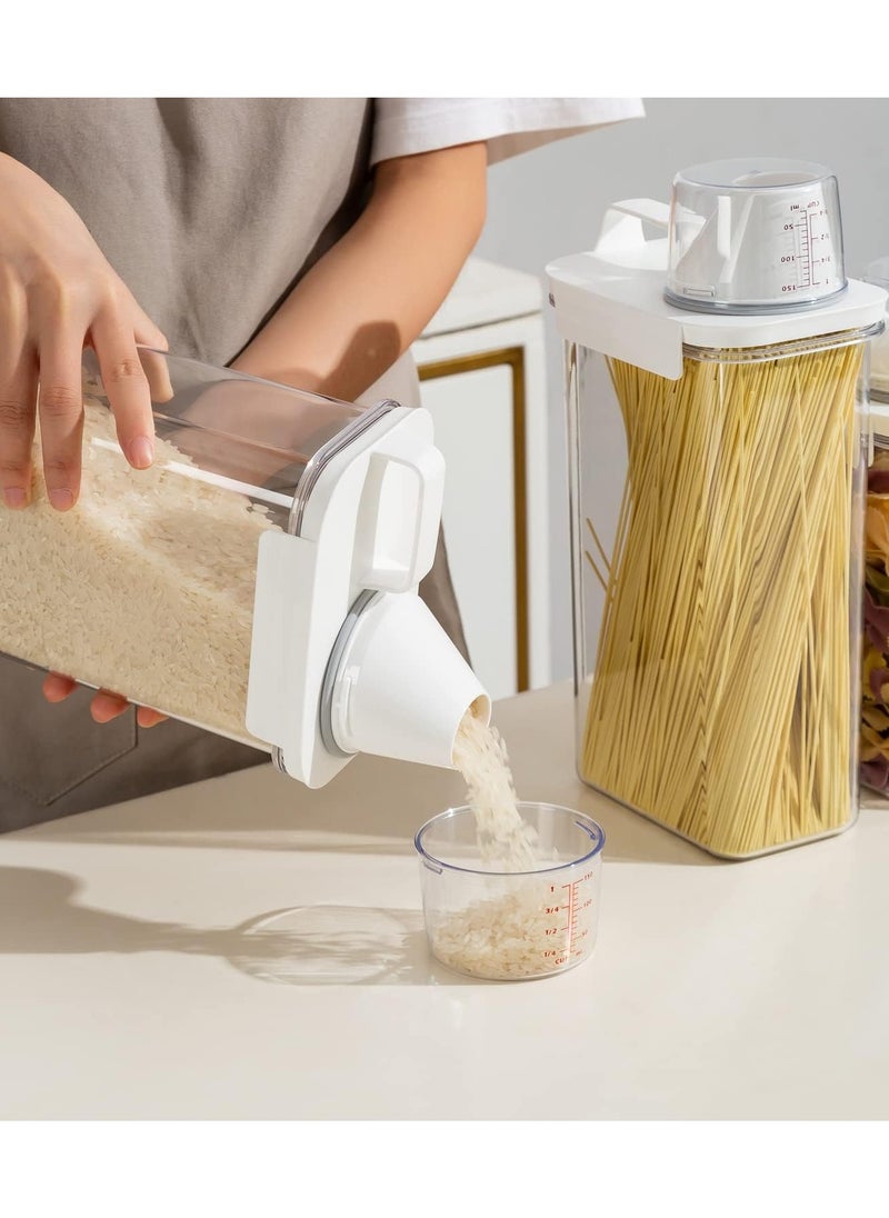 Generic 3PCS Airtight Dry Food Storage Container Pour Spout and Sealing Buckle Food Dispenser Food Storage Box with Measuring Cup Rice Storage Box Kitchen Cabinet Organizer Food Container (2300ML)  - Image 5